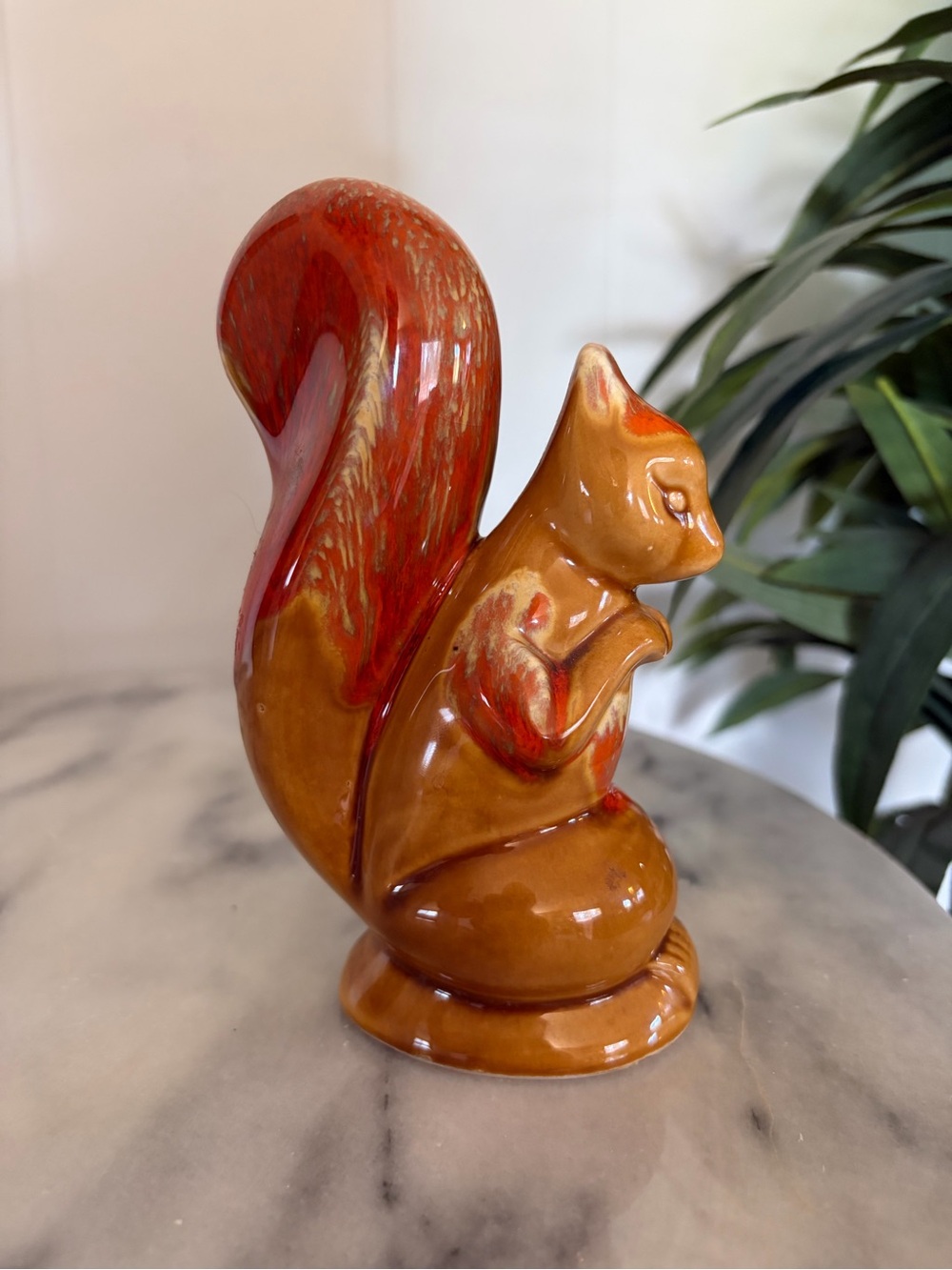 Vintage Orange Red Squirrel Figurine Glazed Ceramic Japan Mid Century Statue 60s - Picture 3 of 4